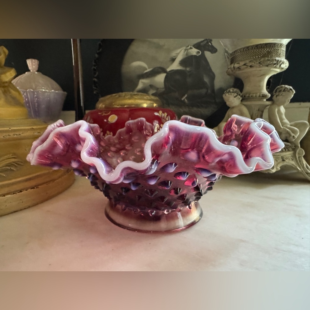Fenton Plum Glass Epergne Bowl – Base Only